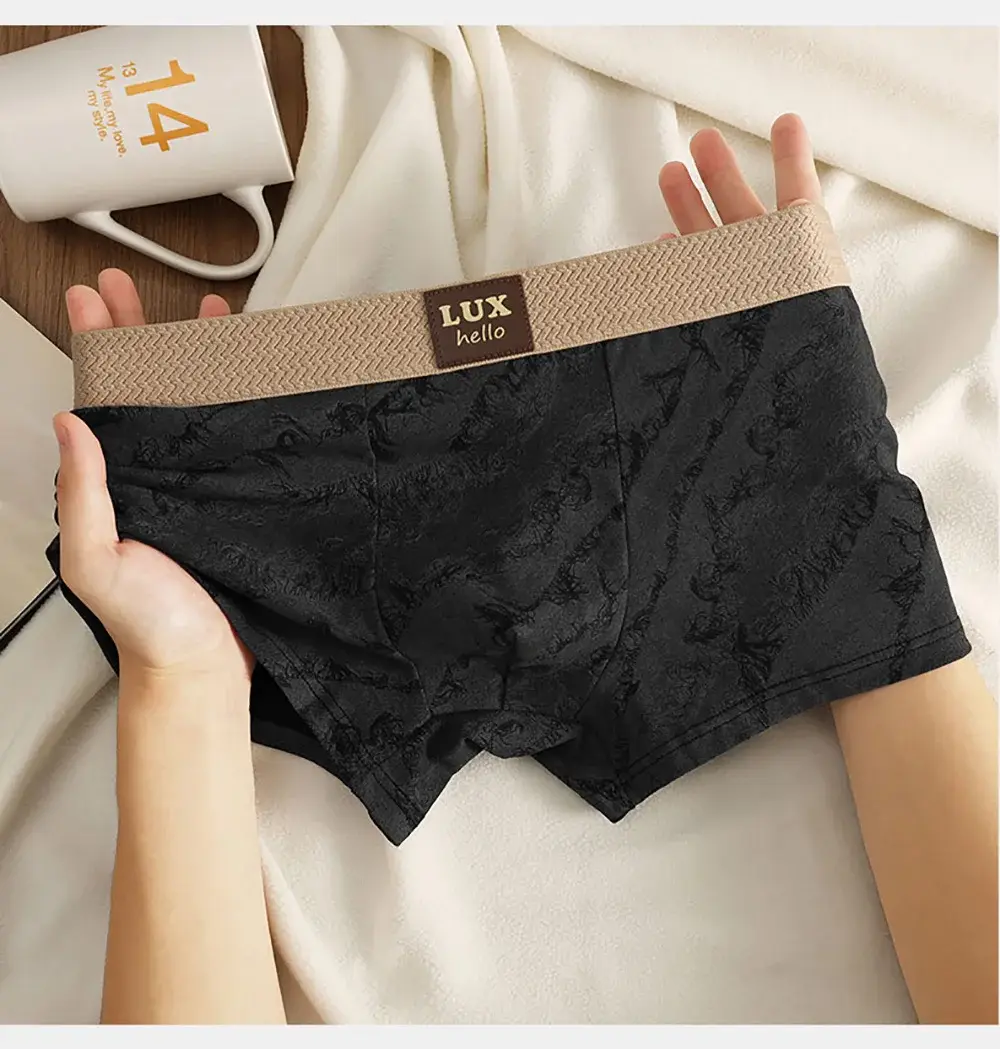 3PCS/Pack 100% Cotton Luxury Print Boxers Hombre 3D Mesh Breathable Antibacterial Pouch Kasuotang Panloob Kumportableng Malambot na Panti ng Lalaki — image 8