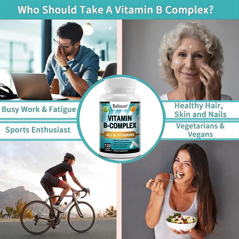 Vitamin B Complex Supplement Containing Folic Acid and Vitamin C Supports Energy Immune Health Antioxidant Supplement