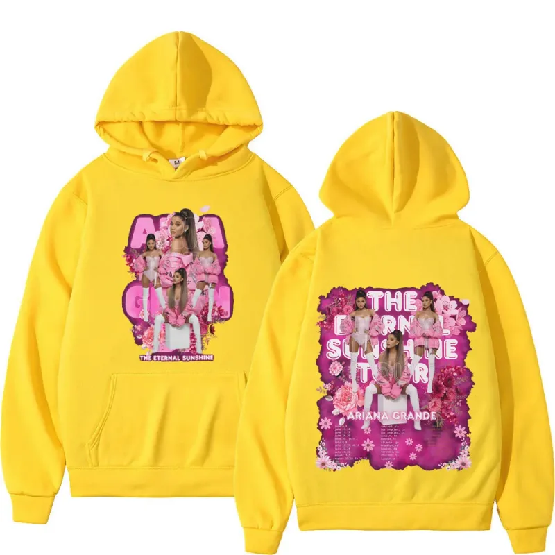 Cantora ariana grande tour 2026 gráfico moletom com capuz masculino feminino moda pulôver mangas compridas solto casual moletom de lã de grandes dimensões