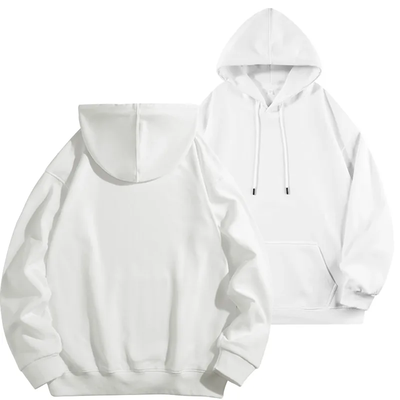 Diy logotipo personalizado preto moletom com capuz puro algodão de manga comprida pulôver casual topo para homem e mulher outono inverno moda — image 8