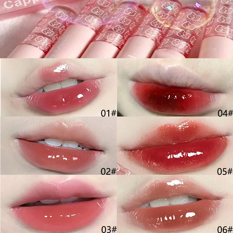 1 PC Mirror Water Lip Gloss דובדבן ורוד שקוף עמיד למים עמיד למים לחות עירום גוון שקוף זכוכית איפור שמן — image 3