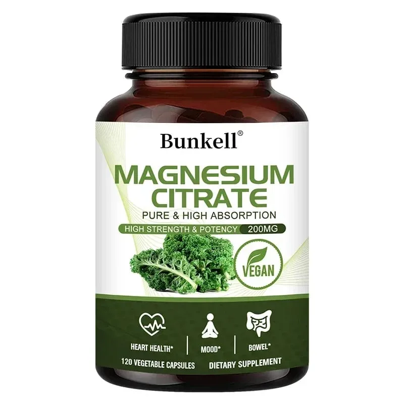 Magnesium Citrate Capsules 200 Mg - Maximum Absorption for Muscle Nerve Bone and Heart Health Gluten Free Non-GMO — image 9
