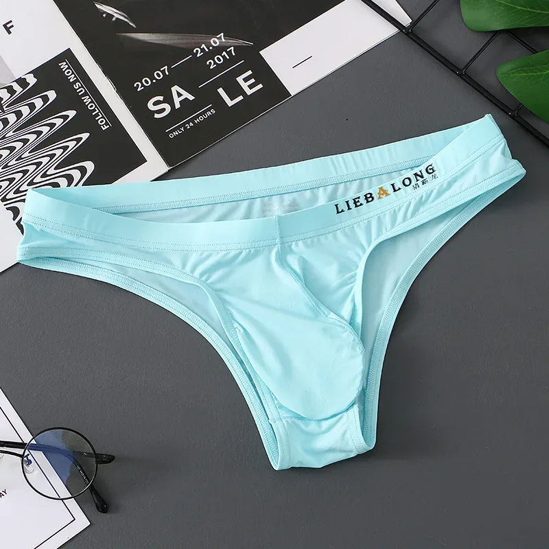 Panlalaking Briefs Bikini Sexy Underwear Men Ice Silk Penis Pouch Briefs Cuecas Calzoncillos Hombre Slip Gay Solid Lingerie ng Lalaki — image 13