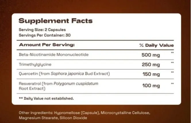 NMN Capsule Supplement 1000mg Serving NAD+ Supplement Supports Brain Energy 60 Capsules — image 4
