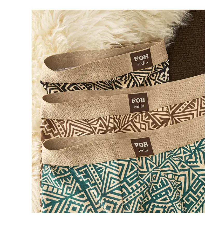 1/3 Pcs Men's Cotton Boxer Shorts Breathable Comfortable Underwear Man Printed Trendy Ethnic Retro Square Underpant Male Panties — image 11