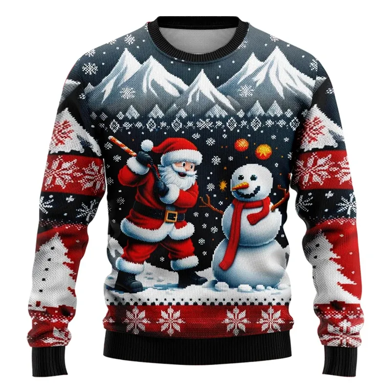 Masculino feminino moletom de natal 3d boneco de neve de natal estampado feio suéter de natal unissex pulôver festa de feriado jumper tops — image 5
