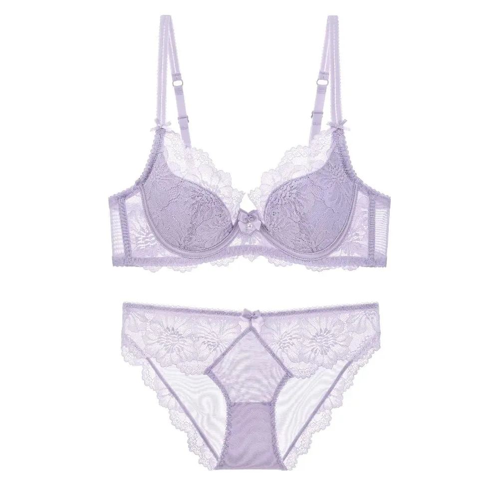 French Lace Sexy Minimizer Bra Comfortable Soft Underwire Anti Sagging Pure Desire Full Figure Brassiere 32‑38 A-C