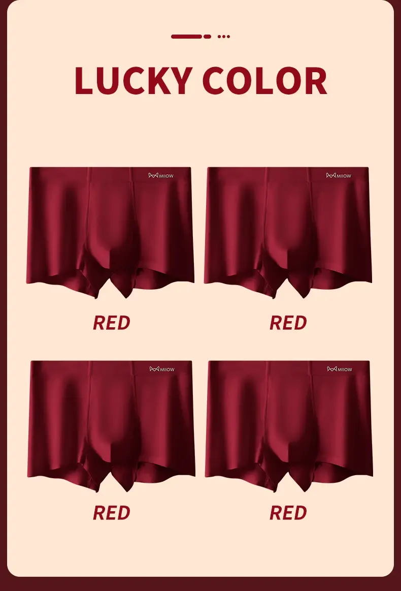 MiiOW 4Pcs Cotton Winter Men Underwear 7A Antibacterial Men's Panties Lucky Red Mens Underpants Plus Size Man Boxershorts L-5XL — image 9