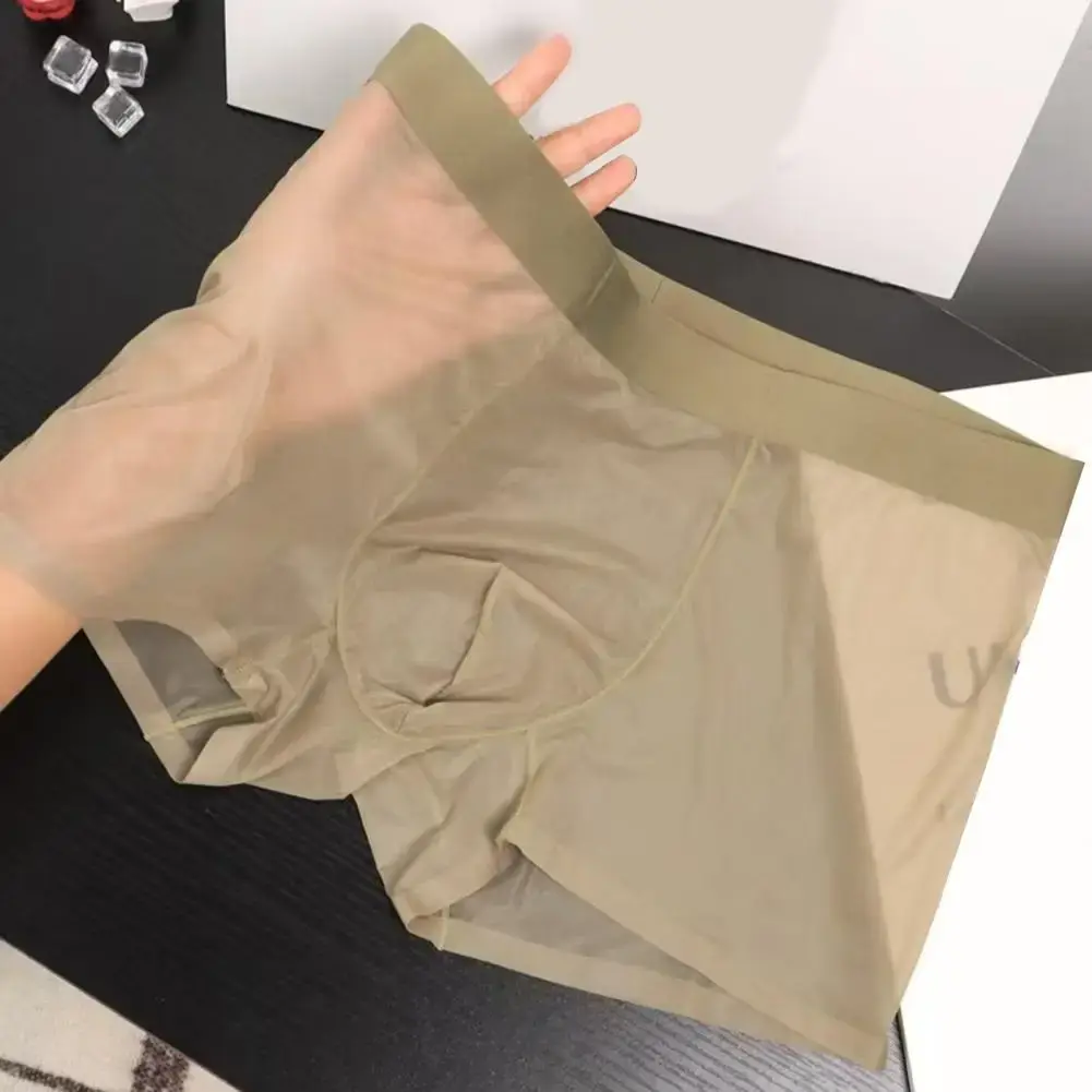 Cueca boxer masculina transparente, leve, elástica, cintura média em u-convexa, fina perspectiva, cuecas sem costura — image 3