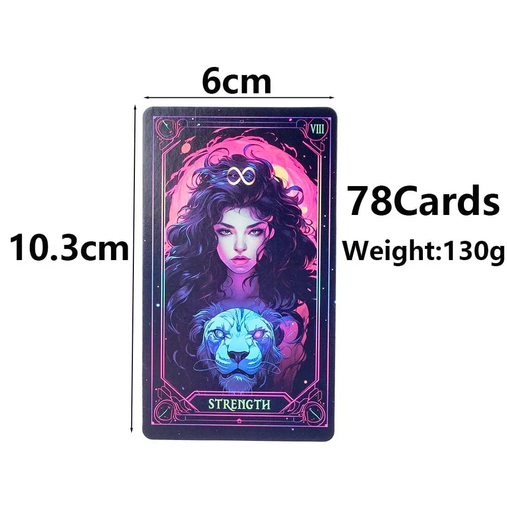 Jeu de Tarot néon inspiré, 78 cartes, Visions anglaises, édition Divination, 10.3x6cm, plateau pour jouer à des jeux et à la Divination — image 5
