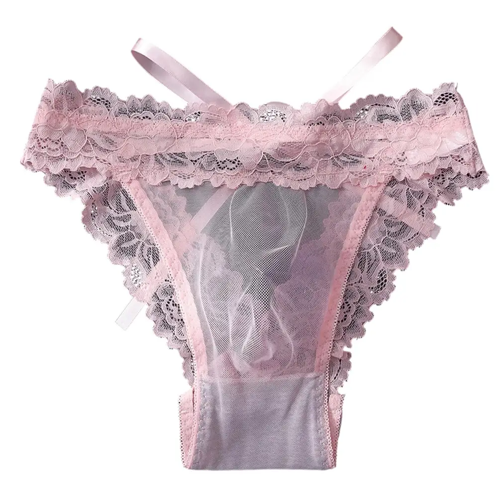 1pc Men's Bow Mesh Lace Hollow Out Briefs Ultra-thin Underwear 3D Bulge Pouch See Through Panties Low Waist Breathable Lingerie — image 2