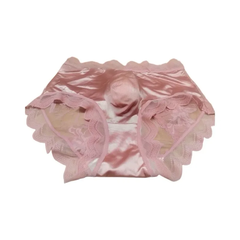 Men Satin Embroidery Floral Lace IceSilk Briefs Underwear 3D Bulge Pouch Panties Erotic Bottom Male Lingerie Tanga — image 2