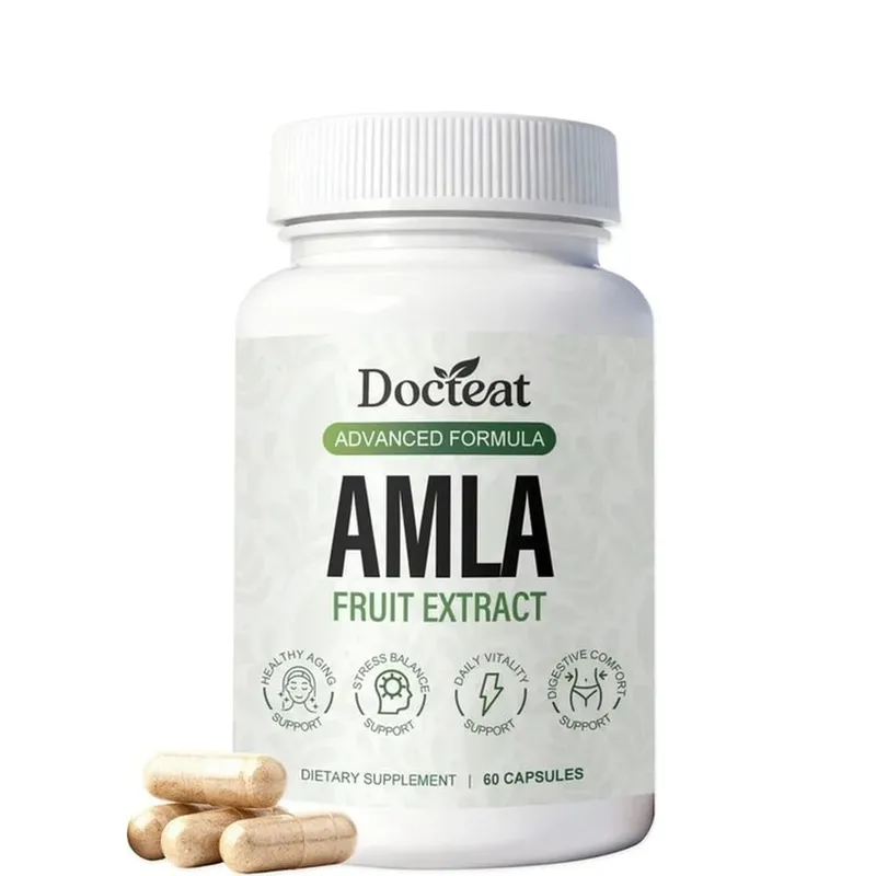 Docteat Amla gyümölcskivonat kapszula az immunrendszer támogatásáért és a bőr egészségéért C-vitamin B3-vitaminnal CoQ10 és PQQ 60 kapszula