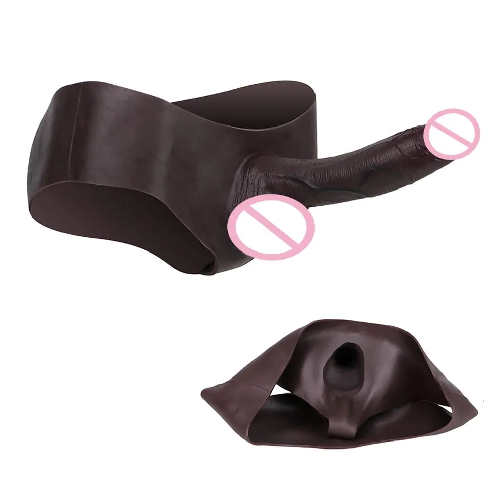 Ultra Realistic Hollow Dildo Panties Silicone Briefs Strapon Penis Extend Sleeve Pants Sex Toys For Men Dick Enlargement
