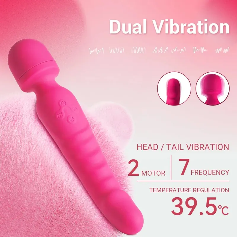 Powerful AV Vibrator Dildos Magic Wand for Women Clitoris Stimulator G Spot Vagina Massager Heating Adult Sex Toys for Female