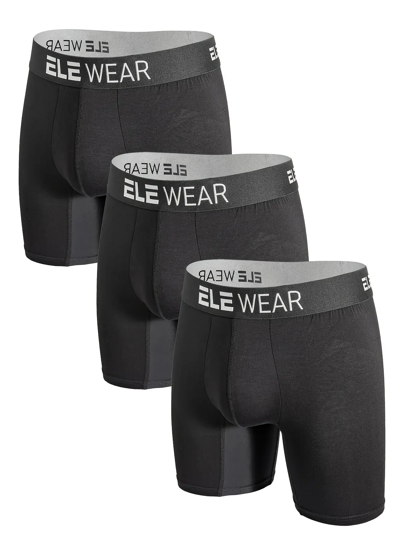 3pcs Bamboo Men's Underwear Long Sports Underwear, Moisture-Wicking, Boxer Briefs For Men — image 2