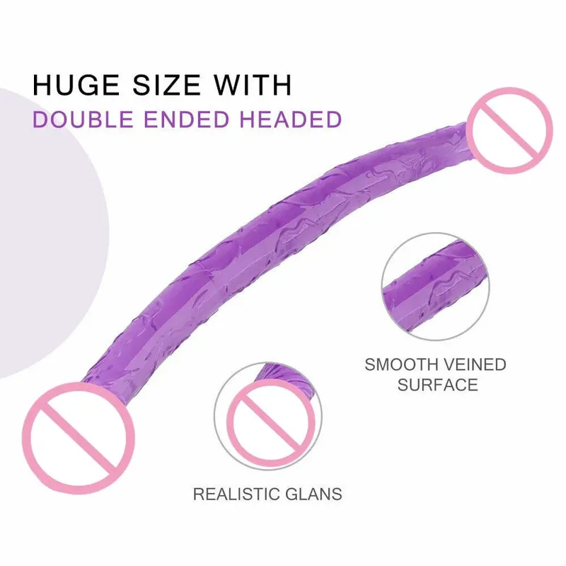 Puha zselés műpénisz, dupla, hosszú, 46 cm-es valósághű kakas Leszbikus hüvelyi anális dugó Rugalmas hamis pénisz nőknek szexjátékok — image 3