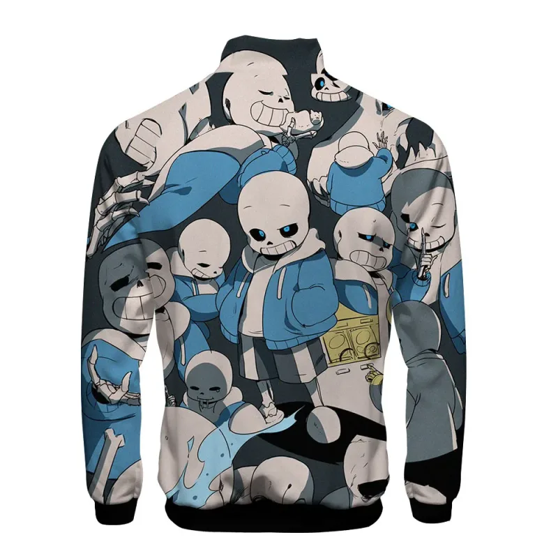 Luxury Popular Sans Undertale 3D Print Zipper Raglan Jacket Windbreaker Boys/Girls Comfortable Stand Collar Jackets Coats
