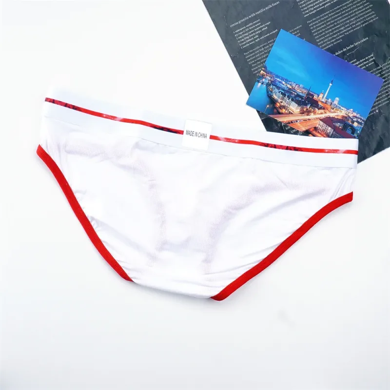 Sexy Men U Convex Underwear Slip Breathable Letters Waistband Ice Silk Briefs Plus Size Male Panties S-XL — image 4