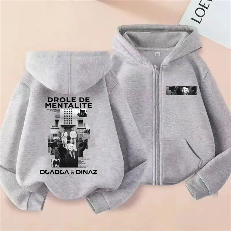 Rapper Djadja & Dinaz Drôle De Mentalité Album Zipper Hoodie Men Women Fashion Vintage Hoodies Male Casual Zip Up Jacket Coat