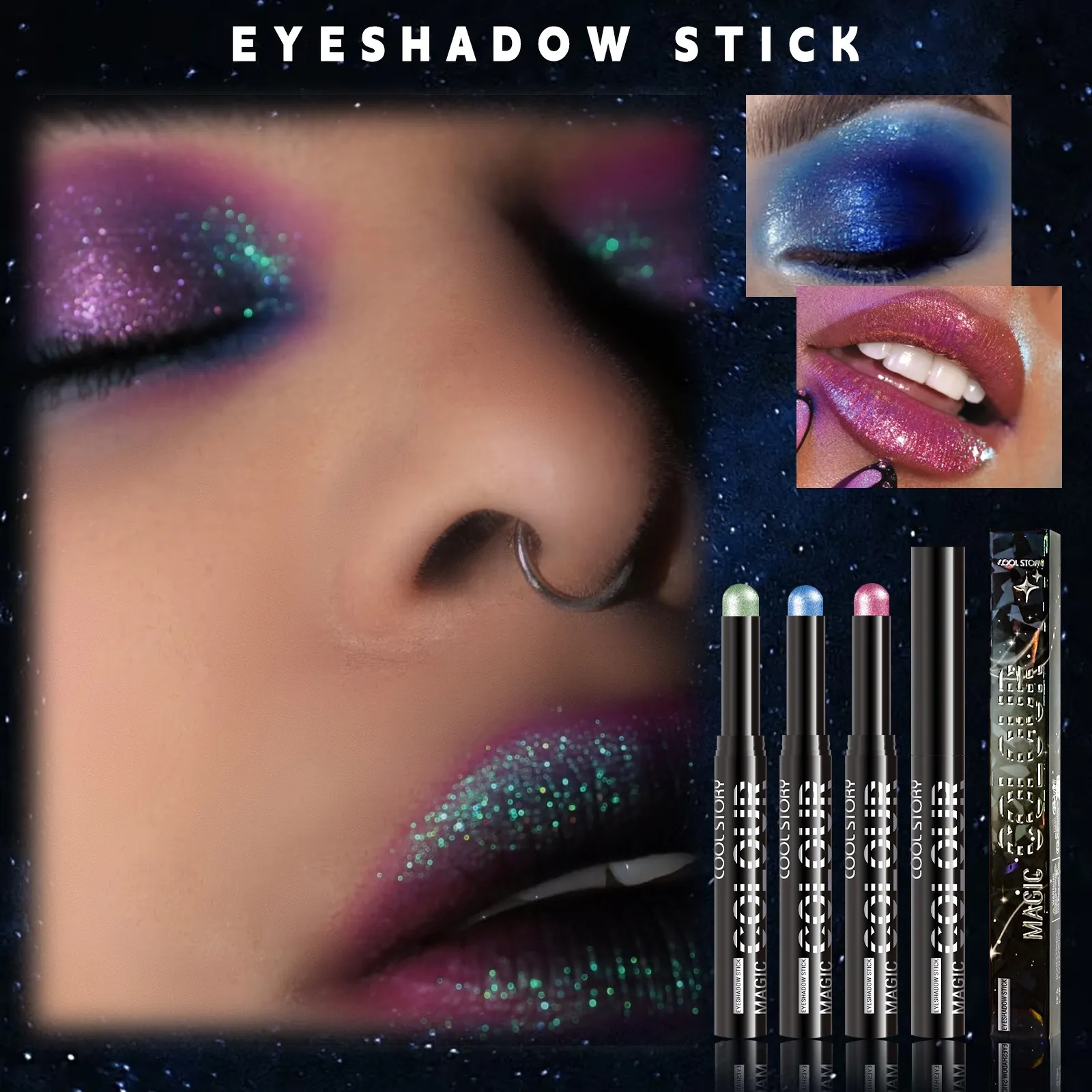 2 σε 1 Eyeshadow Lipstick Stick Pencil Waterproof Glitter Brighten Matte Eye Shadow Makeup Pigment Eyeshadow Pen — image 3