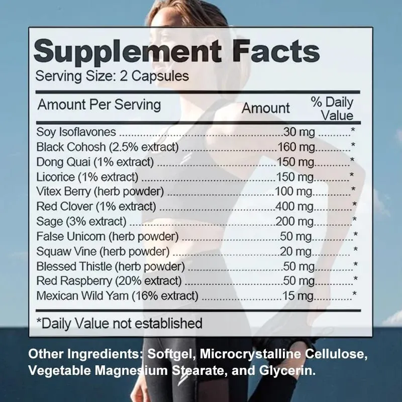 Menopause Support Supplement for Women - Relieves Fatigue Bloating Hot Flashes Mood Swings - Supports PMS PMDD PCOS