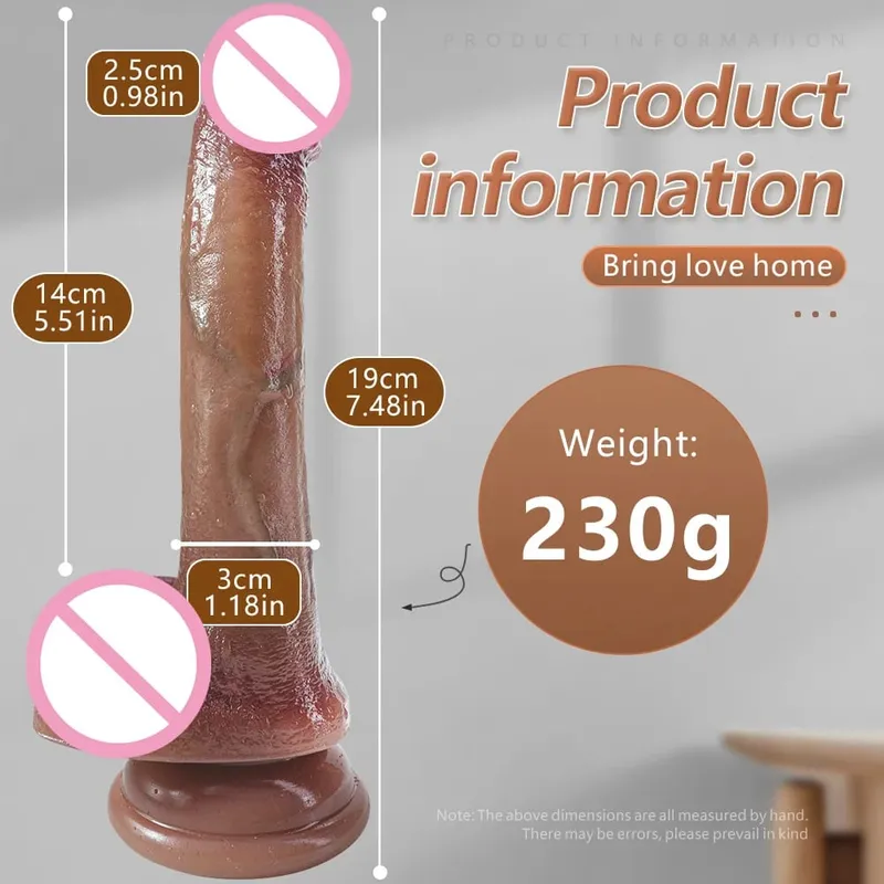 Realistic Long Dildo Flesh Skin Μαλακό Big Dick Διπλή σιλικόνη Μικρό πέος για Γυναίκα Άνδρας Παιχνίδια πρωκτικού σεξ Βεντούζα Αυνανισμός — image 7