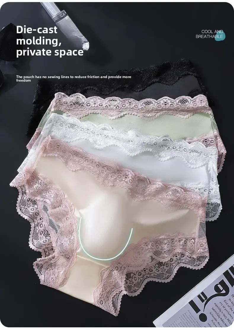 3 Pack Male Full Lace Side Briefs Ice Silk Satin 3D Molded Pouch Mid Rise Soft Smooth Men Underpants — image 2