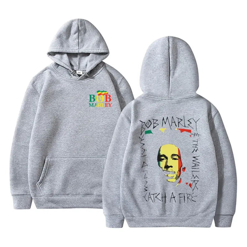 Reggae Bob Marley Face Graphic Hoodie Catch A Fire Album Merch Pullover Hoodies Men Women Casual Vintage Oversized Sweatshirt — image 6