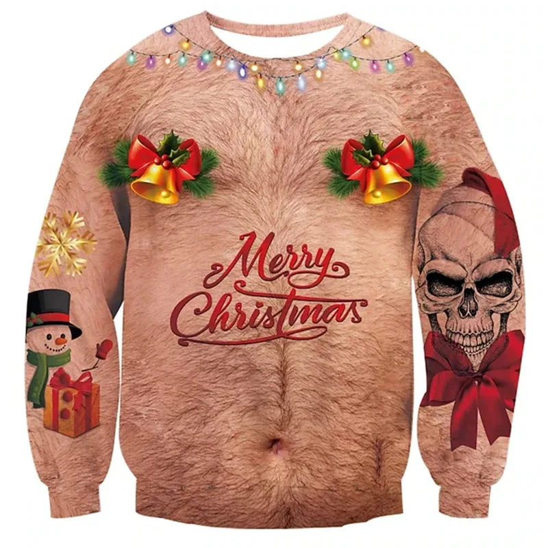 Natal feio camisola engraçado impressão 3d padrão muscular camisolas para homens nova moda pulôver festa cosplay traje presente de natal — image 9