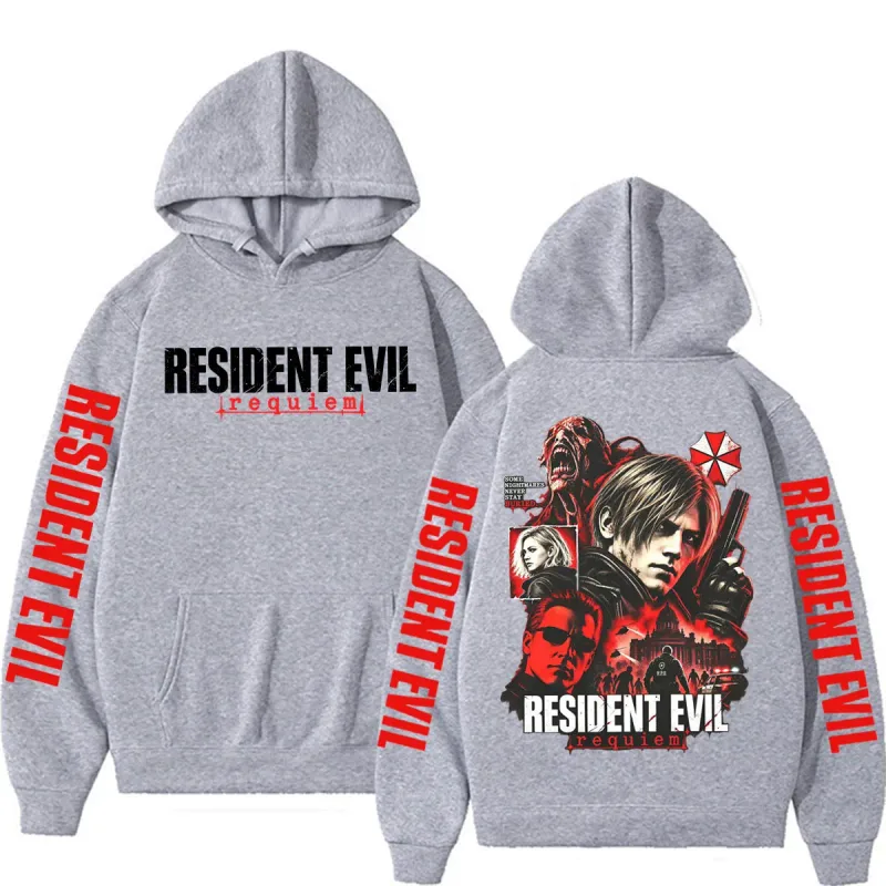 Leon Kennedy Resident Evil Requiem Merch Sweatshirt Mga Lalaki Babae Kaswal na Mataas na Kalidad ng Fleece Hoodie Harajuku Classic Gothic Hoodies — image 5