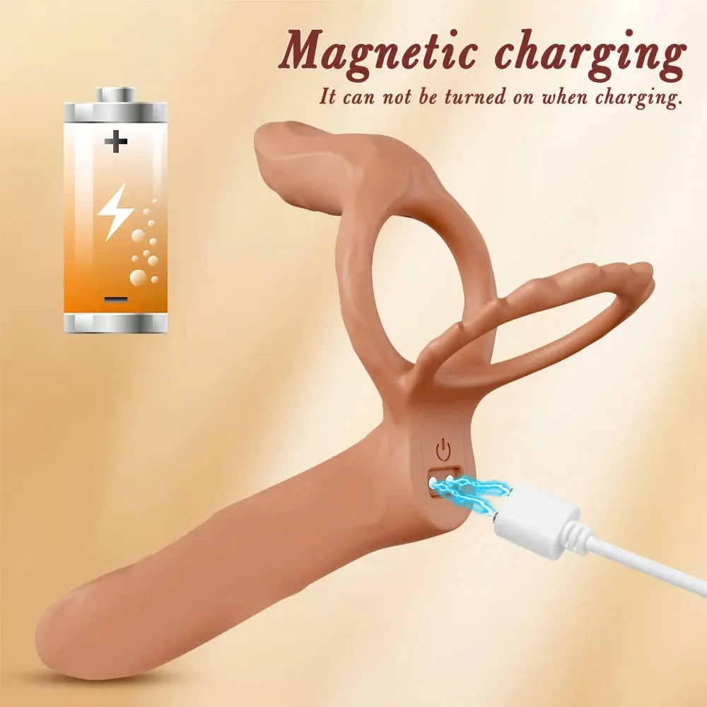 Double Penetration Vibrator for Couple Penis Ring Semen Cock Ring Penis Enlargement Delayed Vibrating Sex Toys for Men Adult — image 4