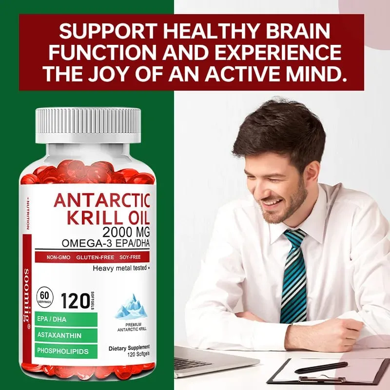 Antarktisz Krill olaj kapszula 2000 mg Omega-3 EPA és DHA asztaxantin-kiegészítővel, a Red Krill Maximum Strength termékéből — image 1