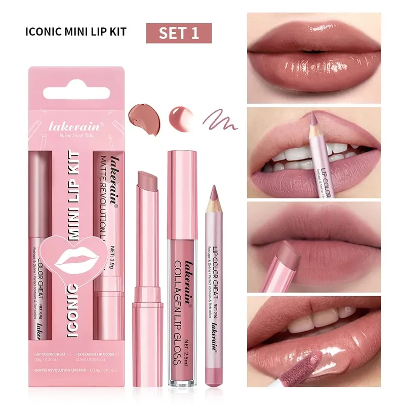 Αδιάβροχο Μαύρο Ματ Σετ Κραγιόν Velvet Liquid Lip Gloss Σετ Lip Liner Red Stain Halloween Goth Μακιγιάζ — image 8