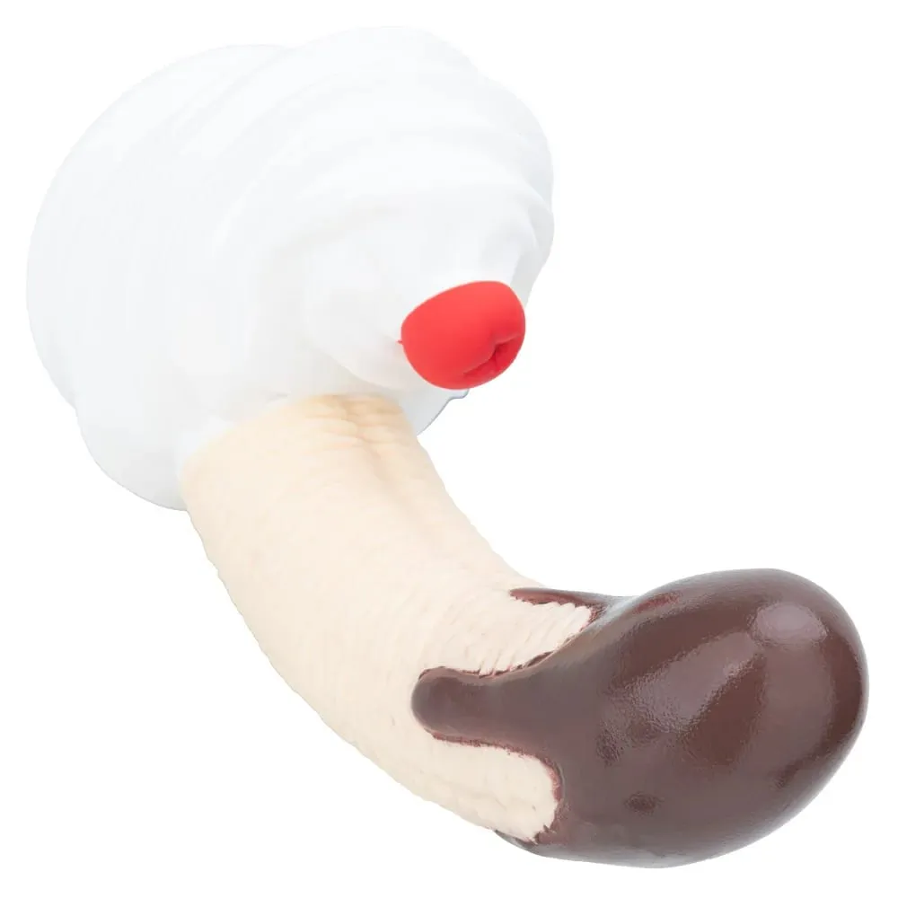 Banán Sundae szilikon vibrátor erős tapadókorongos krémmel és cseresznye dizájnnal, három méretű élelmiszer minőségű szilikon szexjáték unisex számára