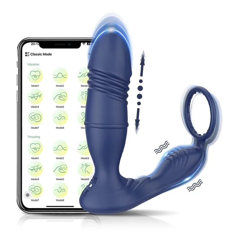 APP Control tolóerős prosztata masszírozó férfiaknak Teleszkópos anális vibrátor melegek számára.