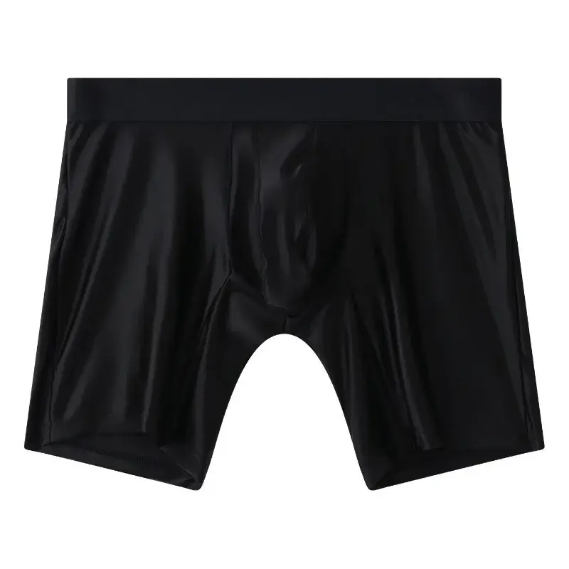 Bright Silky Smooth Underwear Men Stretch Satin Seamless Long Leg Boxer Shorts Bugle Pouch Sport Underpant Club Party Lingerie — image 11