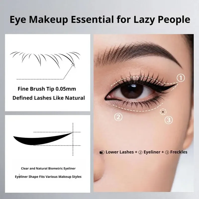 Σετ στυλό 3 σε 1 μακιγιάζ ματιών Stamp eyeliner και κάτω βλεφαρίδων, αδιάβροχη μουτζούρα Καλλυντικά μακιγιάζ ματιών με φυσική εμφάνιση — image 4