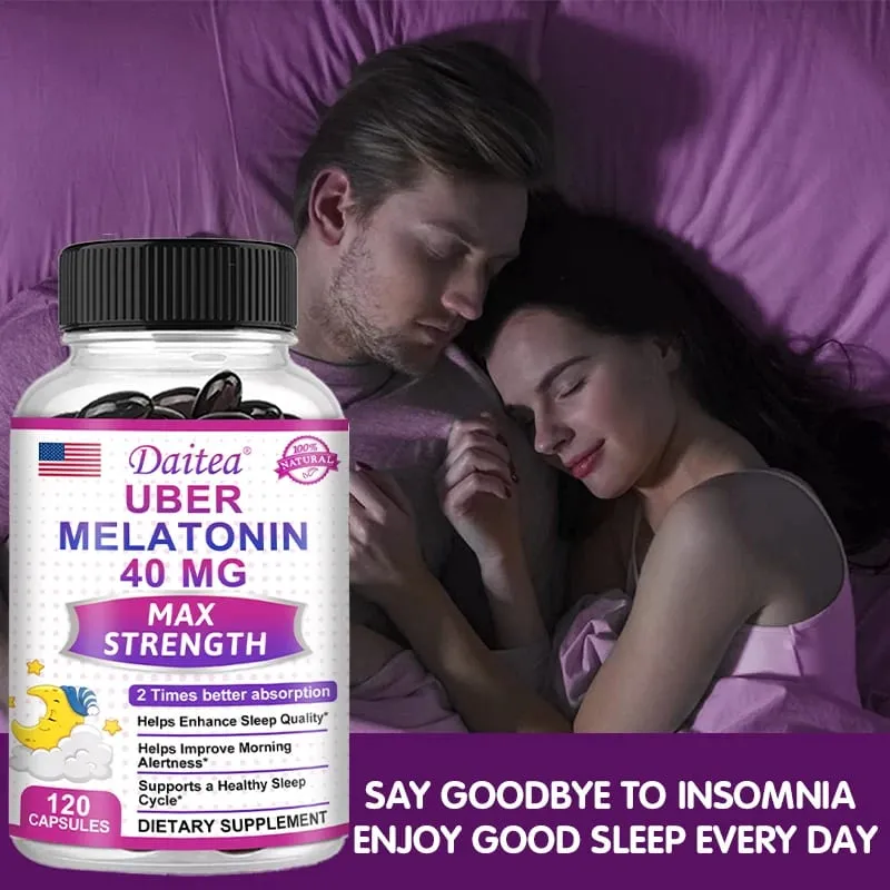 Daitea Super Melatonin Capsules-40mg Contain Vitamin C Help You Fall Asleep Faster Relieve Insomnia and Improve Sleep Quality — image 5