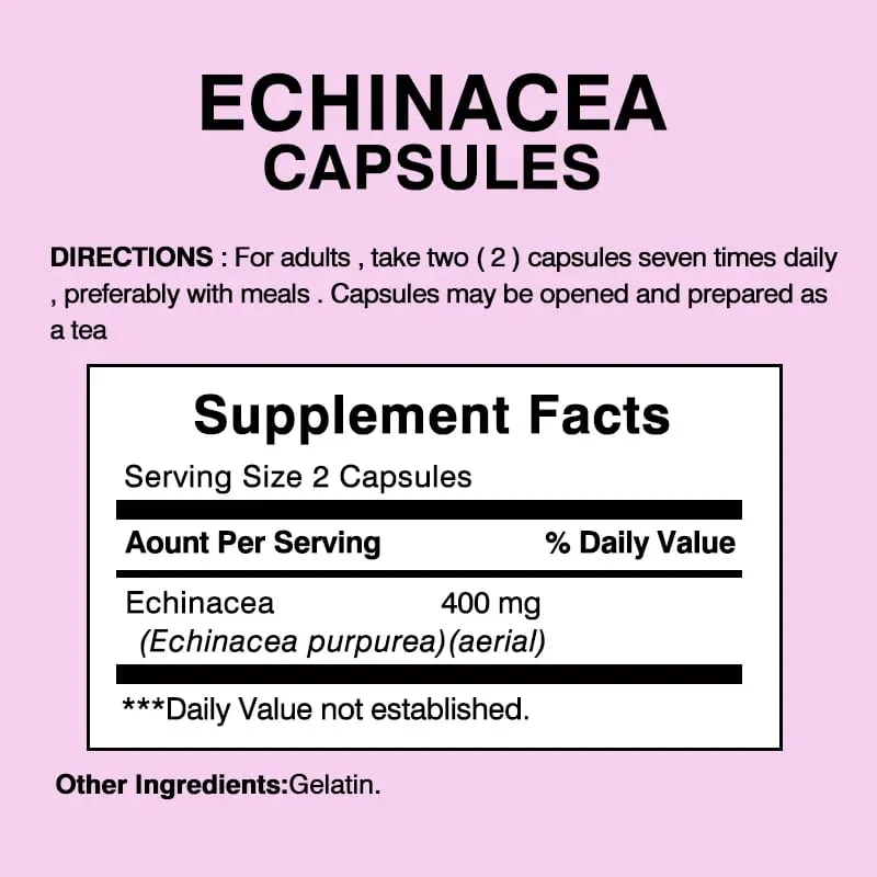 Echinacea kapszula 400 mg - Támogatja az immunrendszer és a légzőrendszer egészségét és csökkenti a megfázás hosszát kiegészítő — image 2