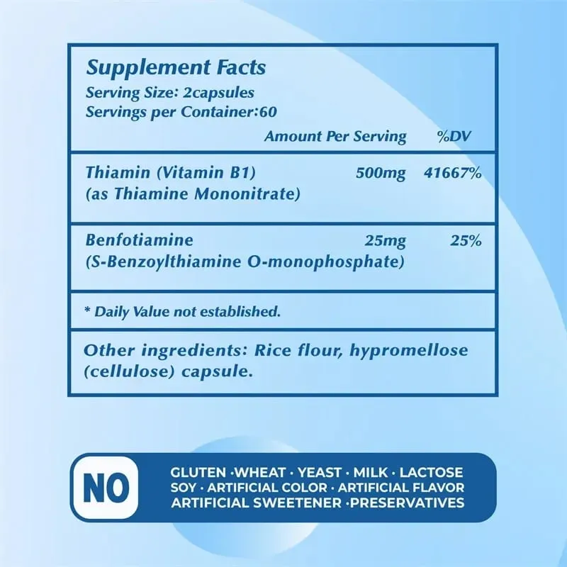 Vitamin B1 Complex - Improves Energy Levels Boosts Metabolism and Supports Nervous System HealthCapsule — image 3