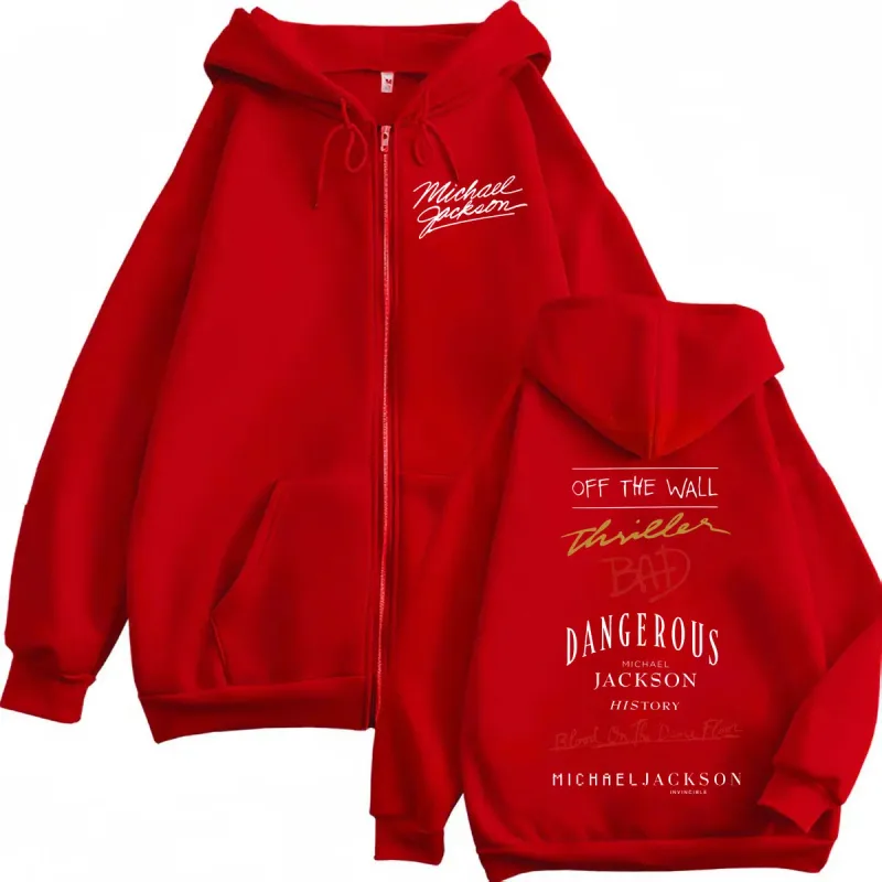 Sudadera con capucha con estampado del álbum de Michael Jackson del cantante de Rock de los 90, jerséis con cremallera de alta calidad a la moda para hombres y mujeres, sudaderas de gran tamaño — image 6