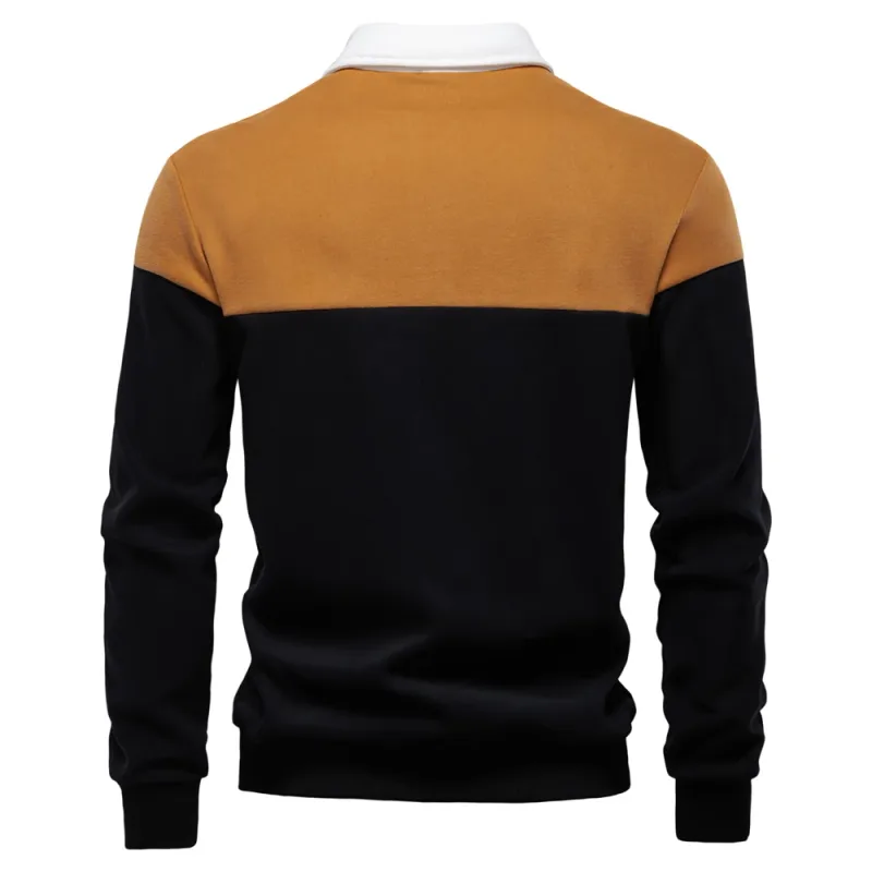 Nova primavera masculina com capuz de mistura de algodão em bloco colorido para negócios estilo casual moletom de manga comprida — image 12
