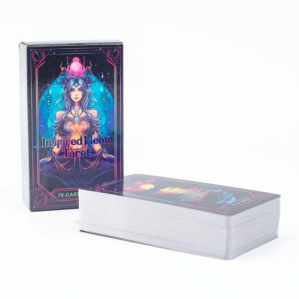 Jeu de Tarot néon inspiré, 78 cartes, Visions anglaises, édition Divination, 10.3x6cm, plateau pour jouer à des jeux et à la Divination — image 4
