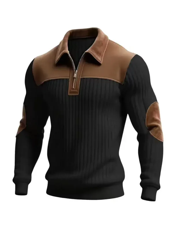 Hoodies moletom masculino 2026 nova malha lapela costura bordado casual esportes outono zíper moletom roupas masculinas — image 1