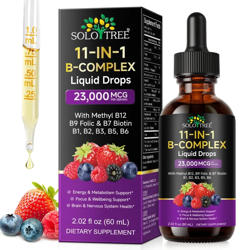 11 in 1 Vitamin B Complex Drops 23000mcg Vitamin B Oral Liquid Supplement for Energy Daily Wellness Support 30 ML
