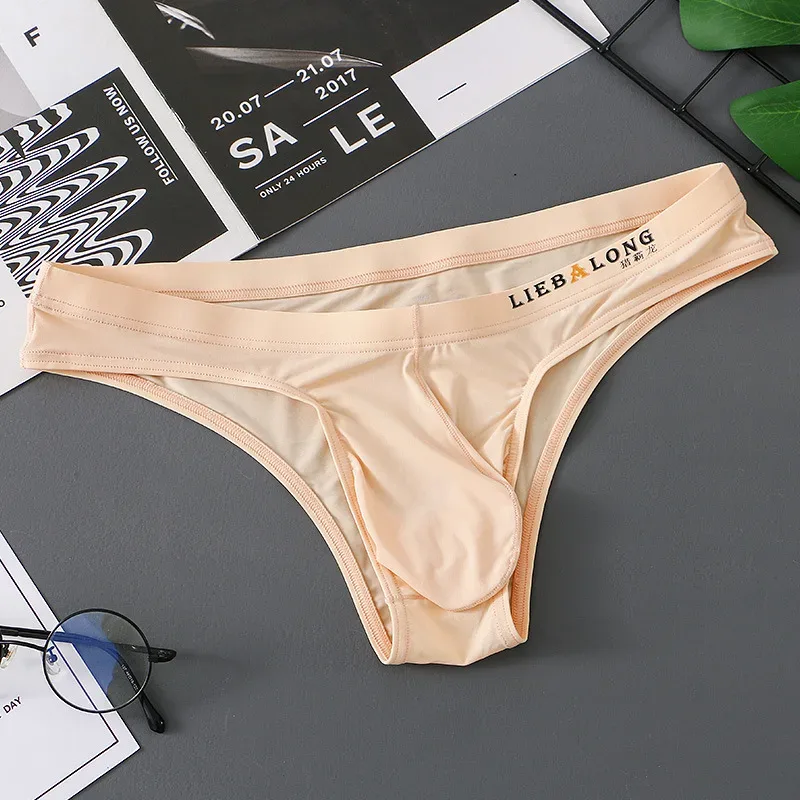 Panlalaking Briefs Bikini Sexy Underwear Men Ice Silk Penis Pouch Briefs Cuecas Calzoncillos Hombre Slip Gay Solid Lingerie ng Lalaki — image 17