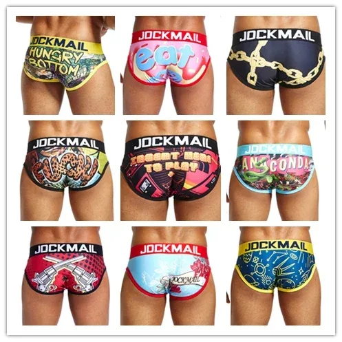 Mapaglarong masaya Sexy Men Underwear Print Underpants Ice silk Briefs Cueca Gay Male Panties Slip 21 Pattern design Shorts — image 3