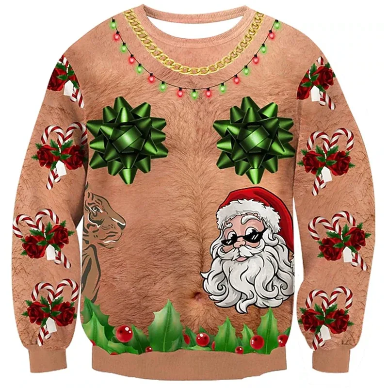 Natal feio camisola engraçado impressão 3d padrão muscular camisolas para homens nova moda pulôver festa cosplay traje presente de natal — image 5