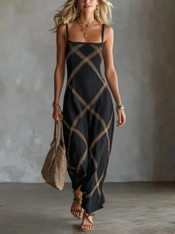 Nyomtatott csíkos egyszínű ujjatlan ruha Alkalmi nyári ruhák tavaszi outfit
